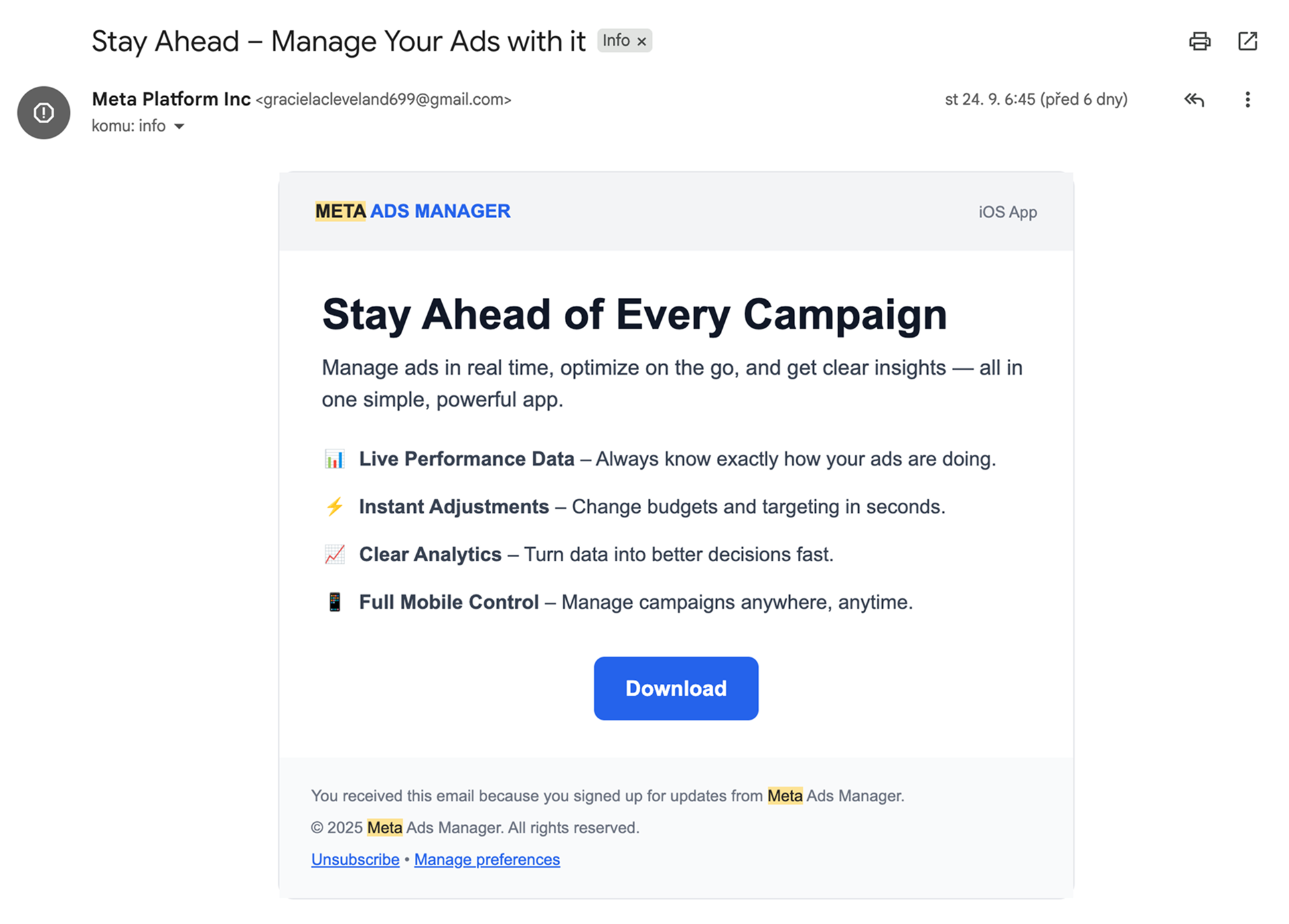 Example of spoofing email