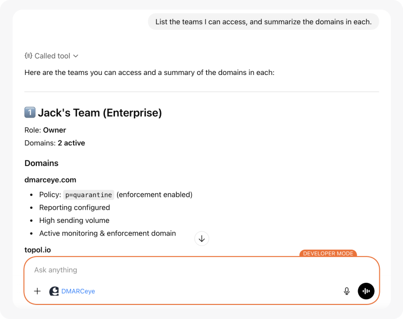 DMARCeye MCP team management